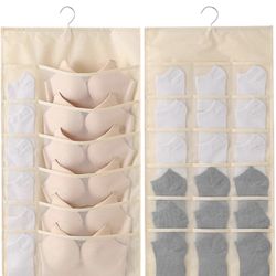 Bra and Underwear Hanging Storage Organizer, Wall Shelves Space Saver Bag, Dual Sided Wardrobe Closet for Hanging Storage Bag for Underpants, Lingerie