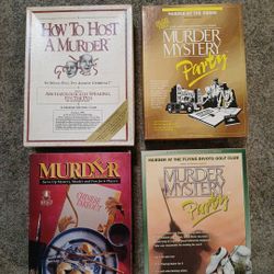 SALE VINTAGE MURDER MYSTERY PARTY LOT OF 4-ADULT PARTY GAME-COMPLETE-SEE DESCRIPTION 