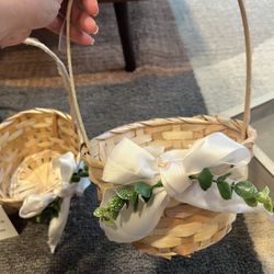 Flower Girl Baskets And White Petals