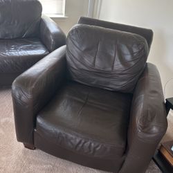 Broyhill Leather Couch And Lounge Chair With Ottoman