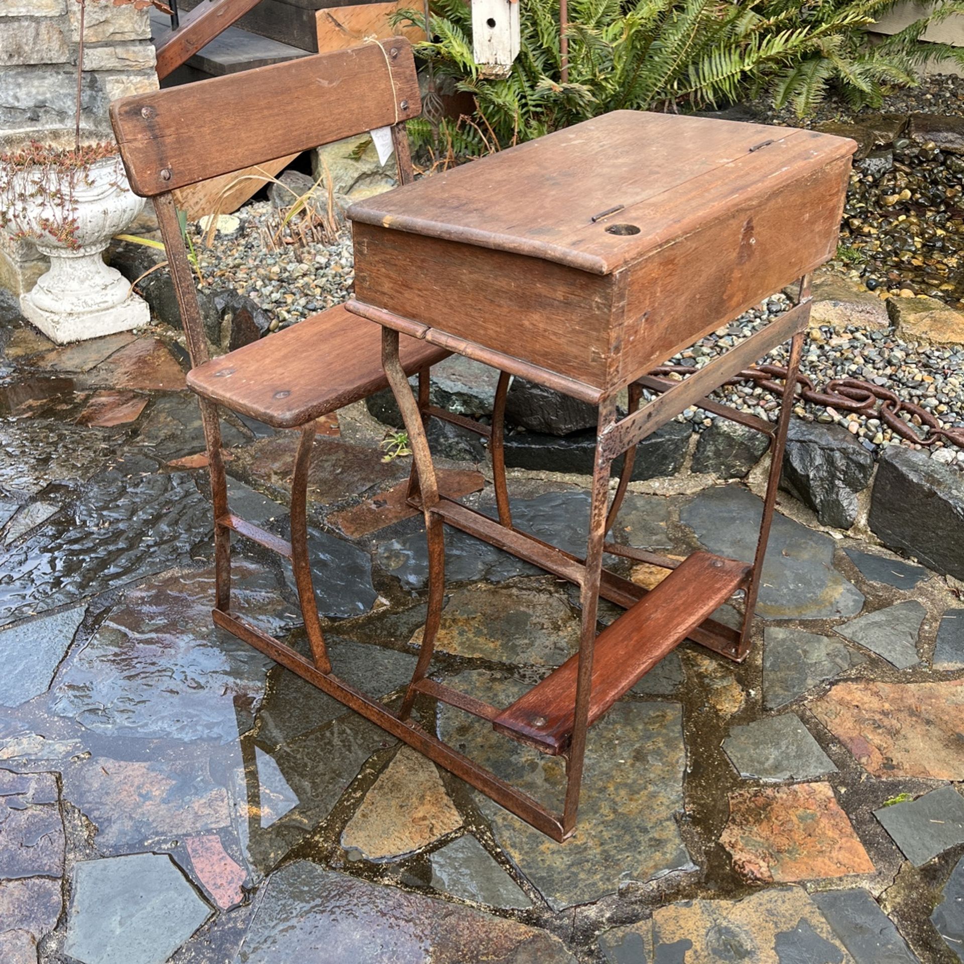 Antique Primitive Rustic School Desk