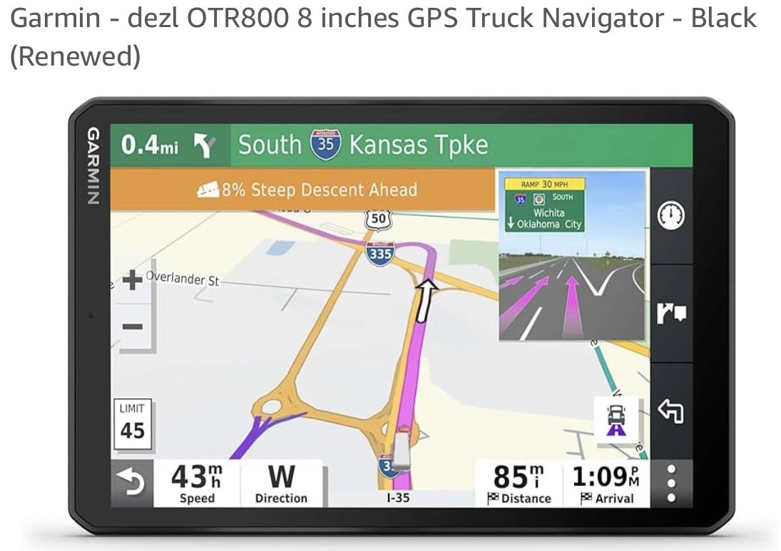 Garmin Trucker GPS, 8 Inch Screen, Used-Like New With Safety Case