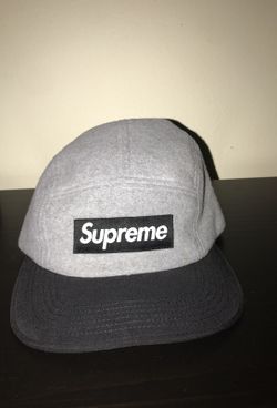 Black and Grey wool supreme box logo cap