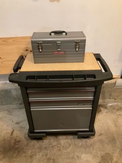Vintage Craftsman rolling tool chest & Craftsman toolbox