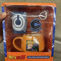 NWT Dragon Ball Z Mug, Sock, Keychain Bundle set