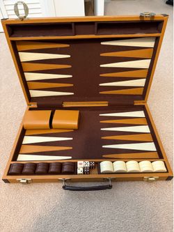 Large Vintage Backgammon Board Game with Hard Case