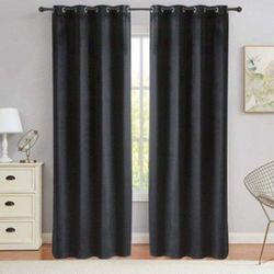 New Black Velvet Curtains 4 Panels