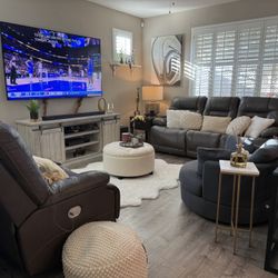 Gray Power Reclining Couch &  Swivel Accent Chair 