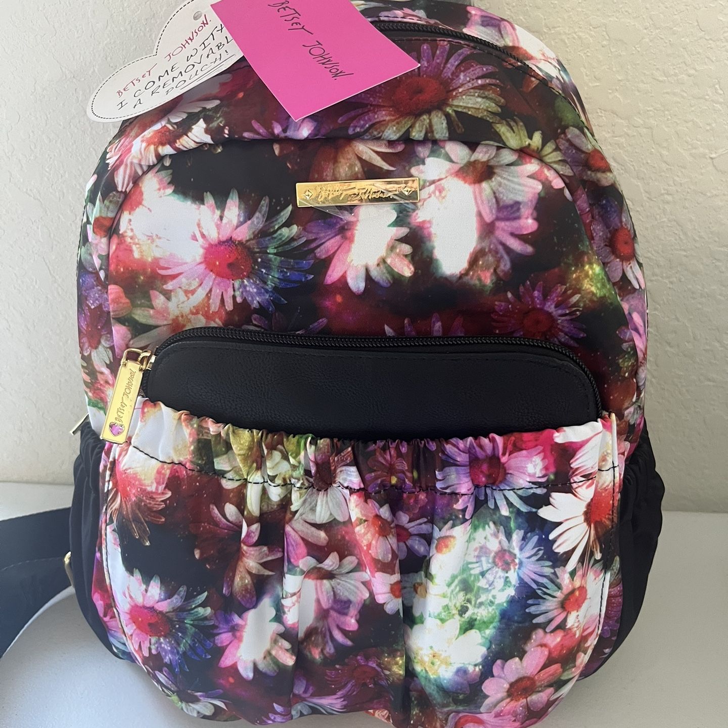 NWT Betsey Johnson Floral Backpack Purse with Black Pouch  display picture 2