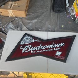 Bar Beer Sign Budweiser Nascar Kasey Kayne #9 Beer Sign Licensed by Richard Petty Motorsport