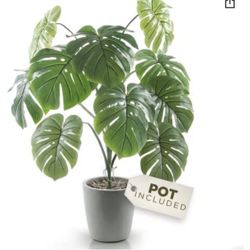 Artificial Monstera Plant with Pot, Artificial Plants for Home 