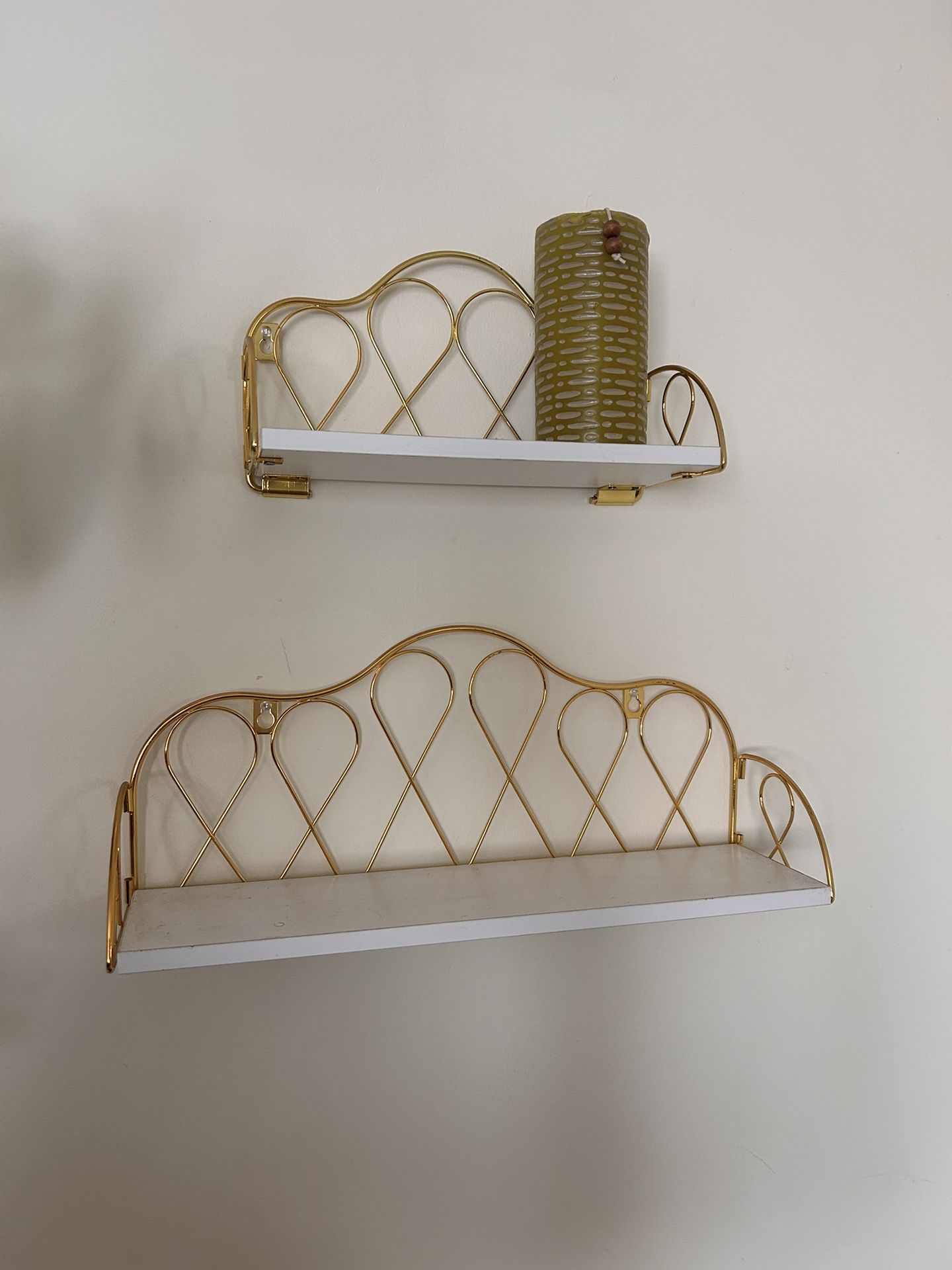 Set Of Gold And White Floating Shelves
