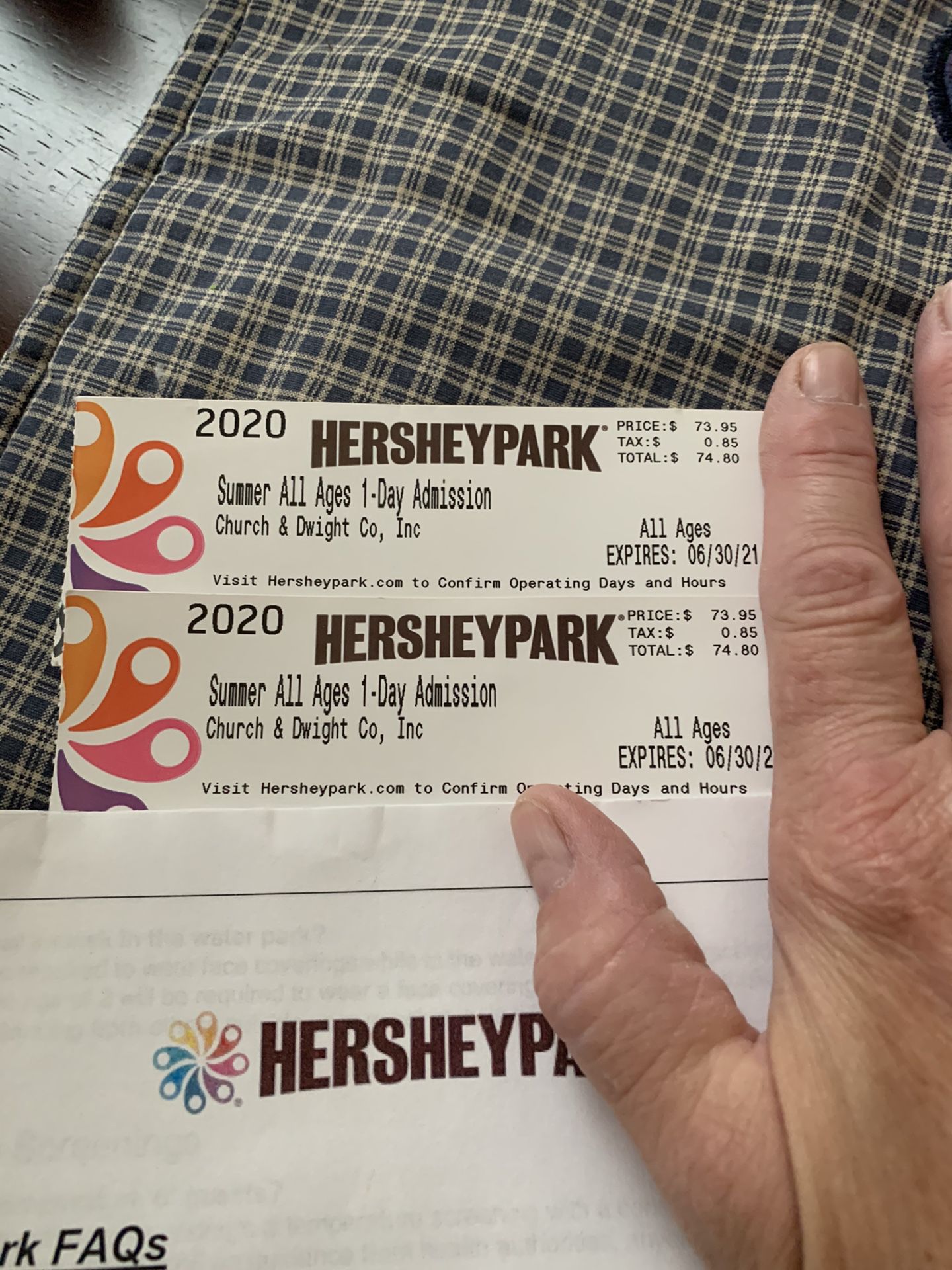 2 Hershey Park tickets