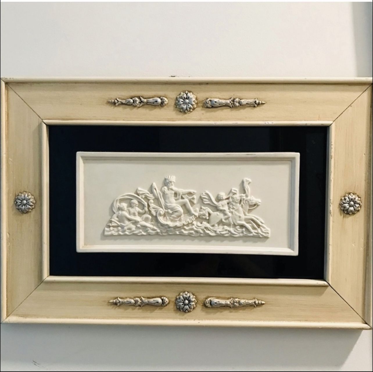 Vtg Mythological Panel on Glass Framed Midcentury Wall Art from Daniel Jones inc