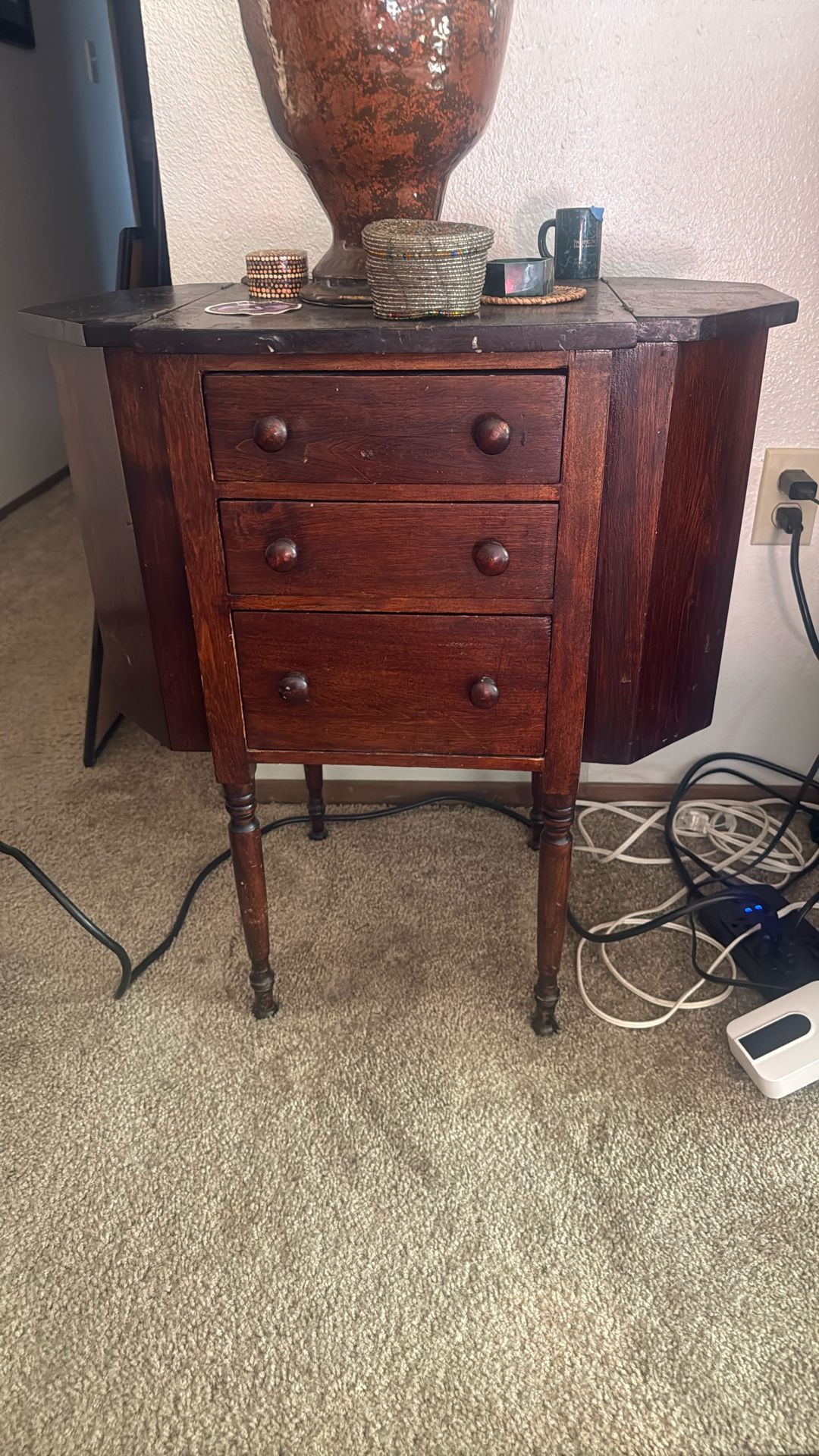 Vintage Mahogany Martha Washington Style Sewing Cabinet