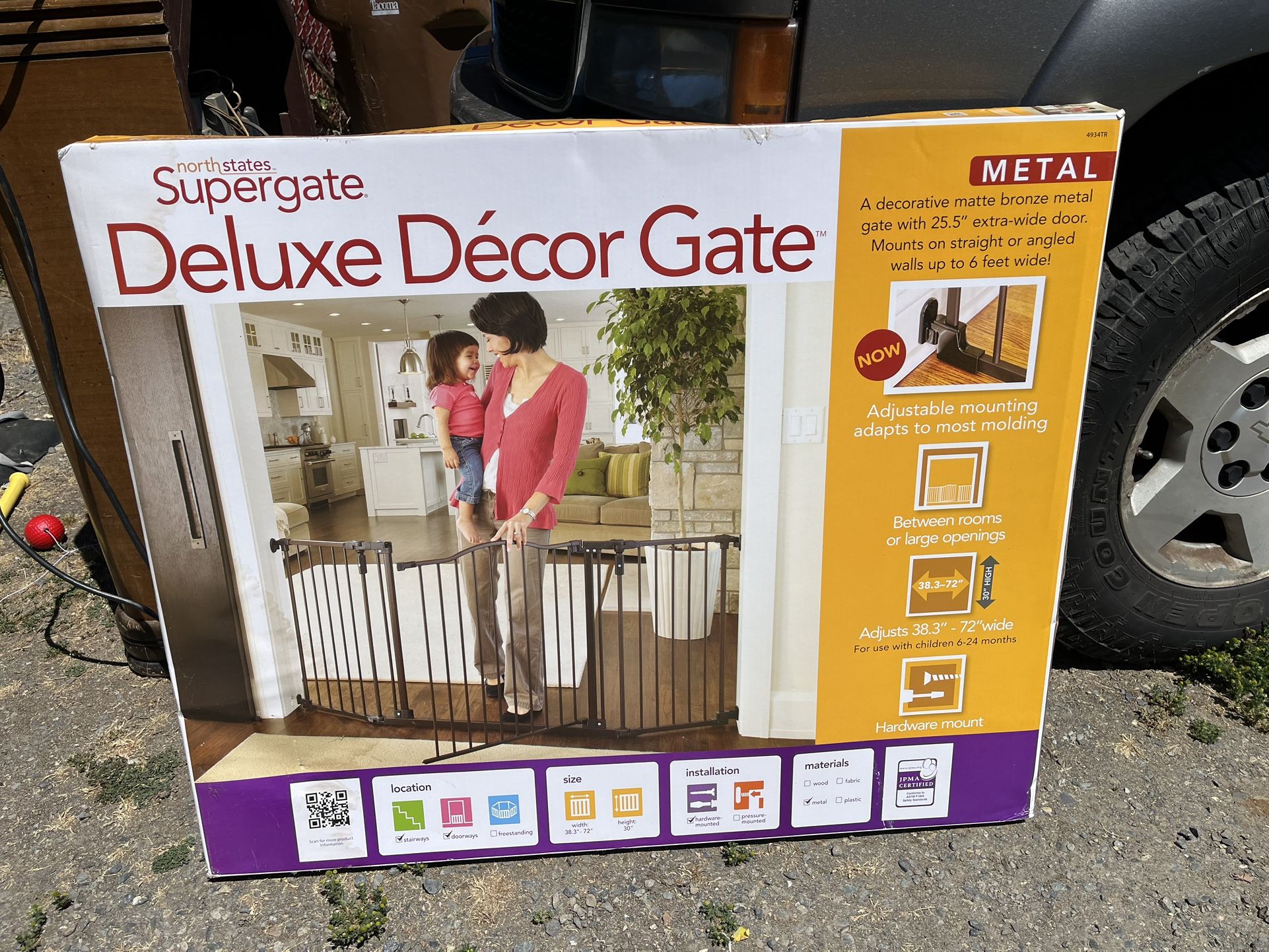 Metal Baby Gate Adjustable 38.3” To 72” Wide