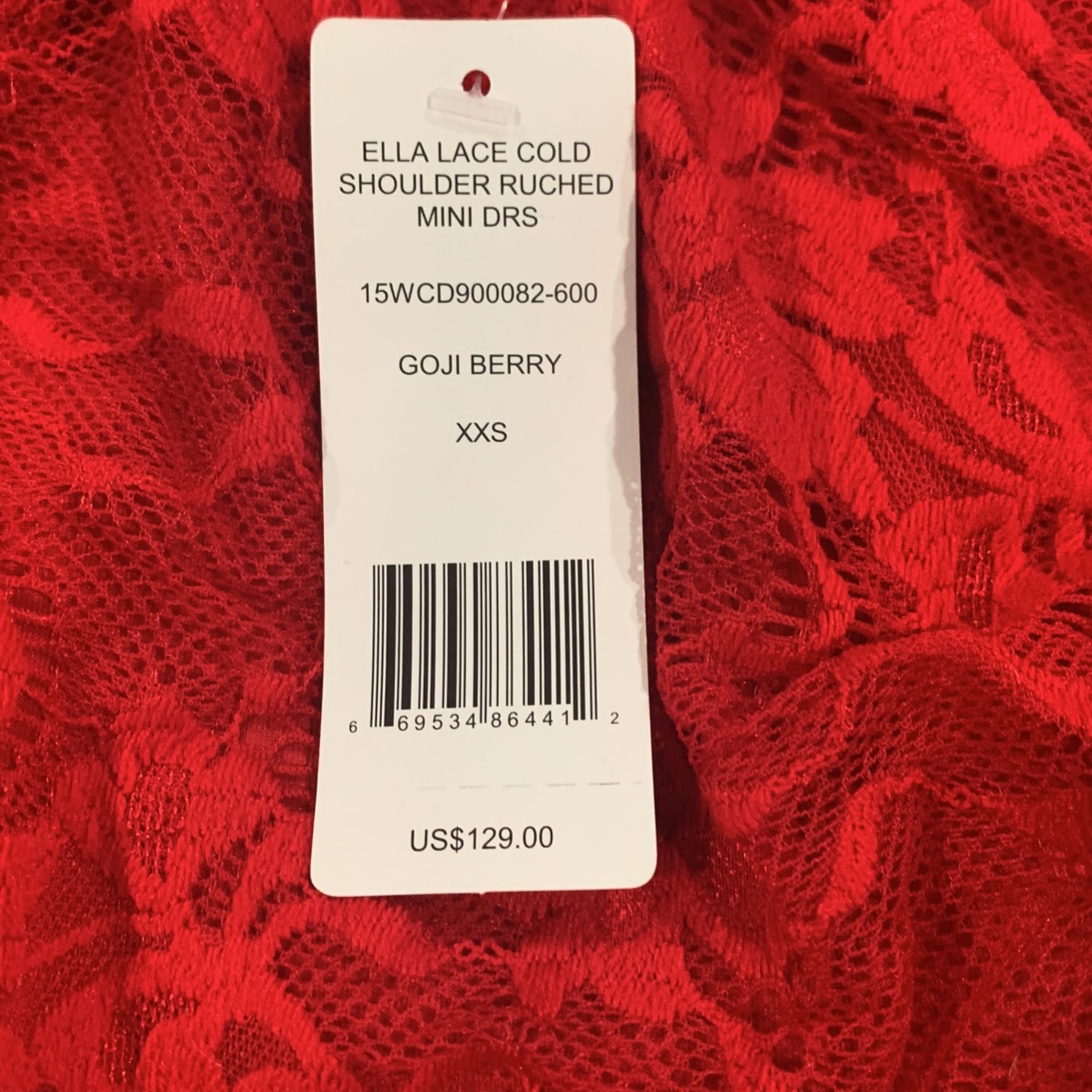Bebe Ella Lace Cold Shoulder Ruched Mini Dress XXS