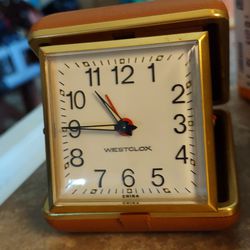 Mid-century Westclok Wind Up Travel Clock