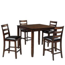 Coviar Brown Counter Height Dining Table and Bar Stools (Set of 5)

