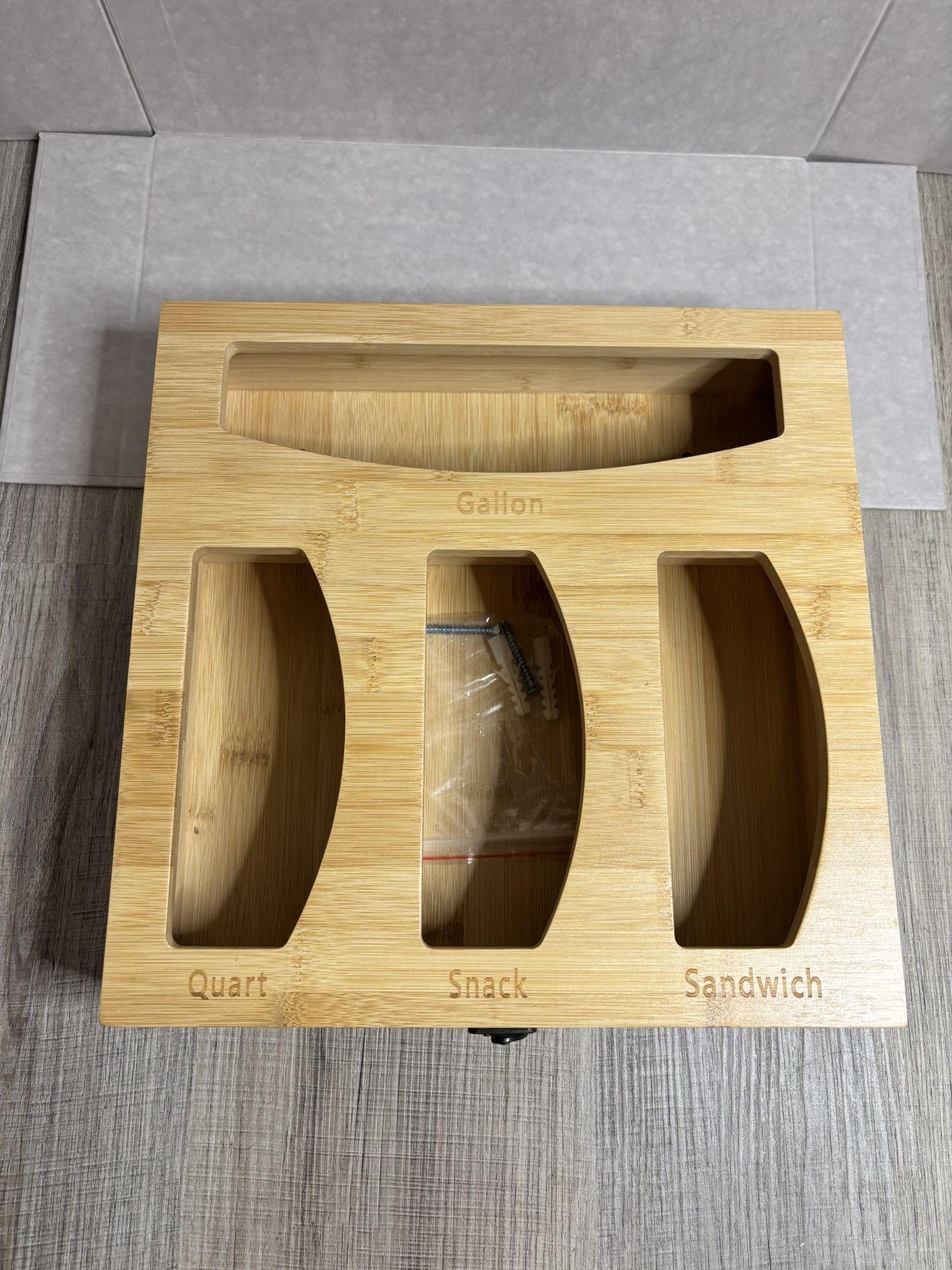 Dharmagic Wooden Bag Storage Container For Drawer Counter Top Organizer Gallon