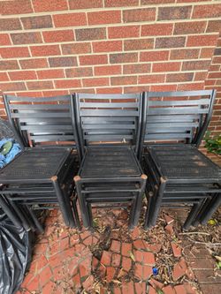 Black Metal Outdoor Chairs – Set of 12