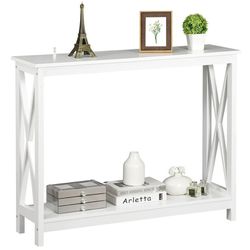 X Shape Console Table Entryway Simple Style Wood Side Display White