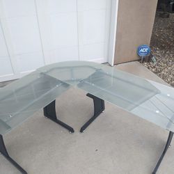 Glass Desk Stand Alone Or Corner L