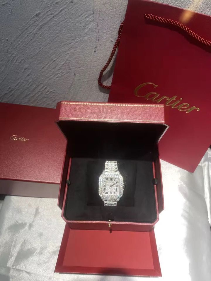 Moissanite VVS Diamond Watch Bust Down Cartier (PASSES DIAMOND TESTER)