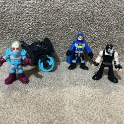 Imaginext lot of 3 figures DC Comics Batman motorcycle Bane Mr Freeze