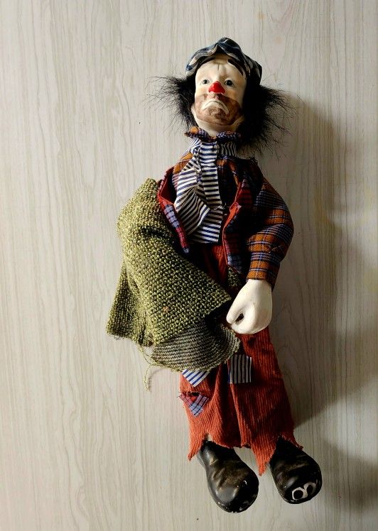 Vintage Porcelain Sad Clown Doll