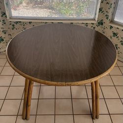 Rattan 42” Dining Table With Extender, Sturdy Construction 
