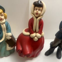 Vintage Christmas Carolers Figurines Atlantic Mold Ceramic 9”