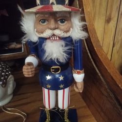 Vintage Hand Made Uncle Sam Nut Cracker Doll