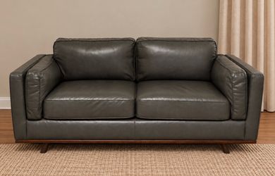 Genuine Leather Gray Loveseat