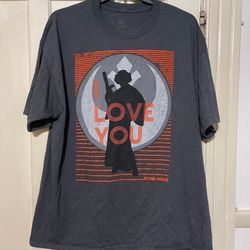Disney Princess Leia I Love You Star Wars T-shirt Gray Graphic Tee unisex XXL