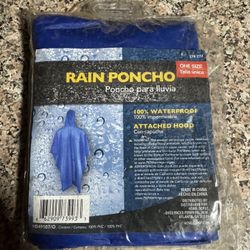 Home Depot One-Size-Fits-All Blue Polyester Waterproof Rain Poncho