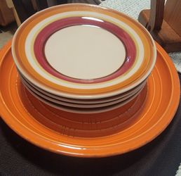 5 Piece Orange Dessert Plates