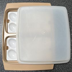 Tupperware Divided Serving Dish & 16 Egg Holder W/Lid