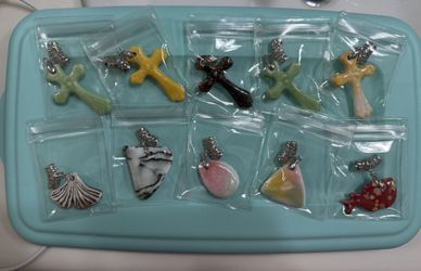 Assorted Ceramic Pendants with Decorative Bails