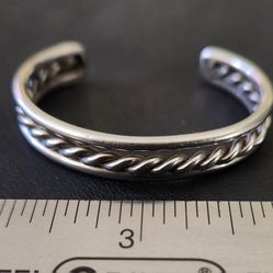 Navajo Old Pawn Coin Silver Twisted Wire Cuff Bracelet Pre 1950's