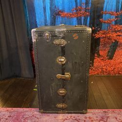 Meyering Antique Metal Wardrobe Steamer Trunk