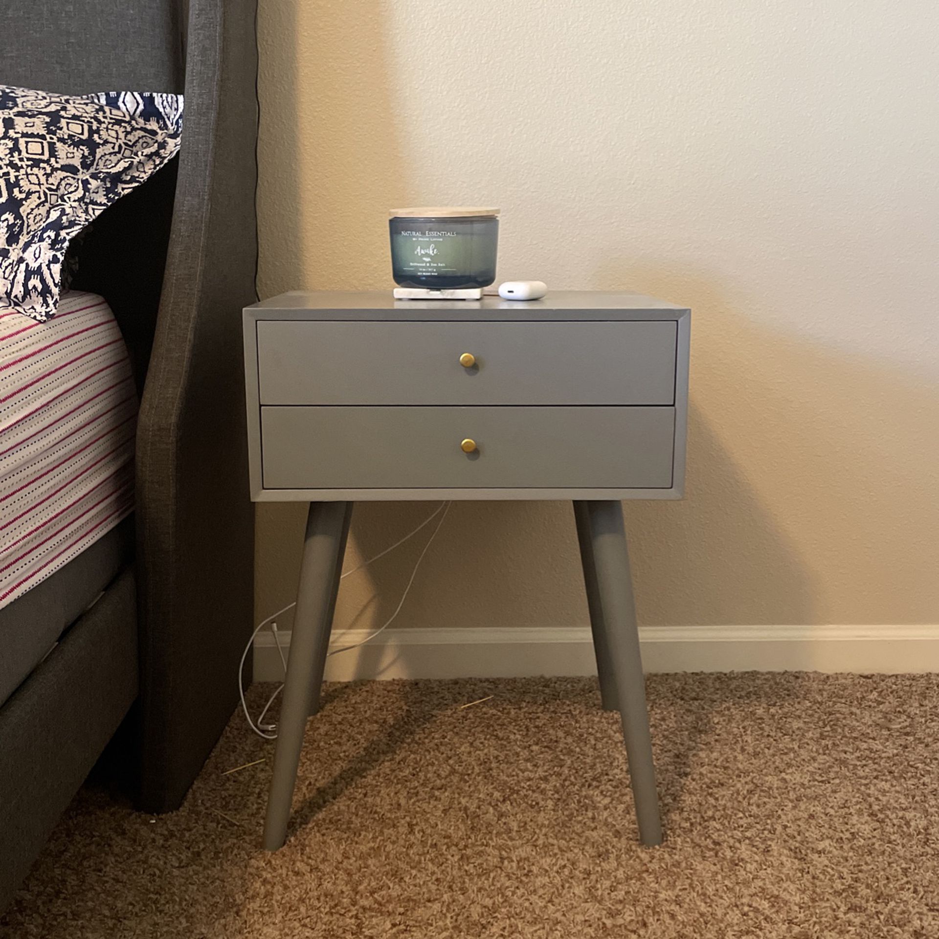 2 Grey Bed Side Tables 