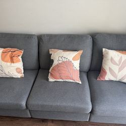 Stylish 3 Seater Grey Couch + 3 Cushions