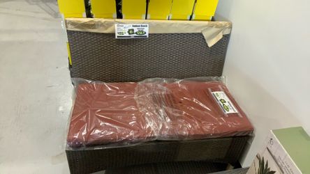 Catalina Wicker Bench with Sunbrella Cushions $250