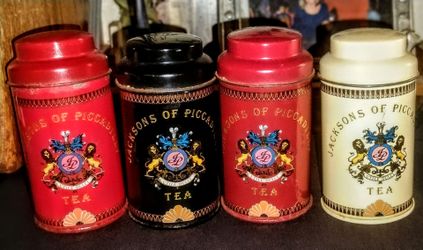 Vintage Jackson's Of Picccadilly Tea Tin - Set of 4 English Metal Canisters Decor