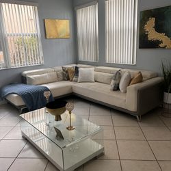 White Leather Sectionals 