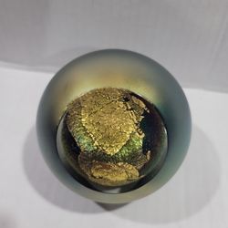 Vintage Eickholt Paperweight Dichroic Art Glass Faceted 1993 Signed Green Glow