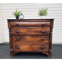 Antique Solid Wood 4-Drawer Dresser