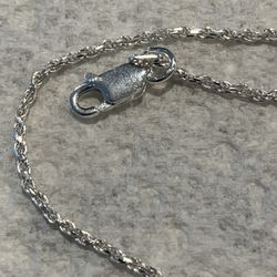 18 Inch Sterling Silver Necklace,  Marked 925, Lobster Claw Clasp
