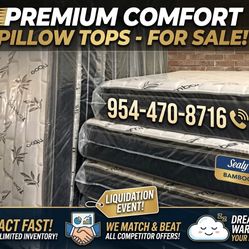 New Pillow Top Mattresses - Bamboo - All Sizes